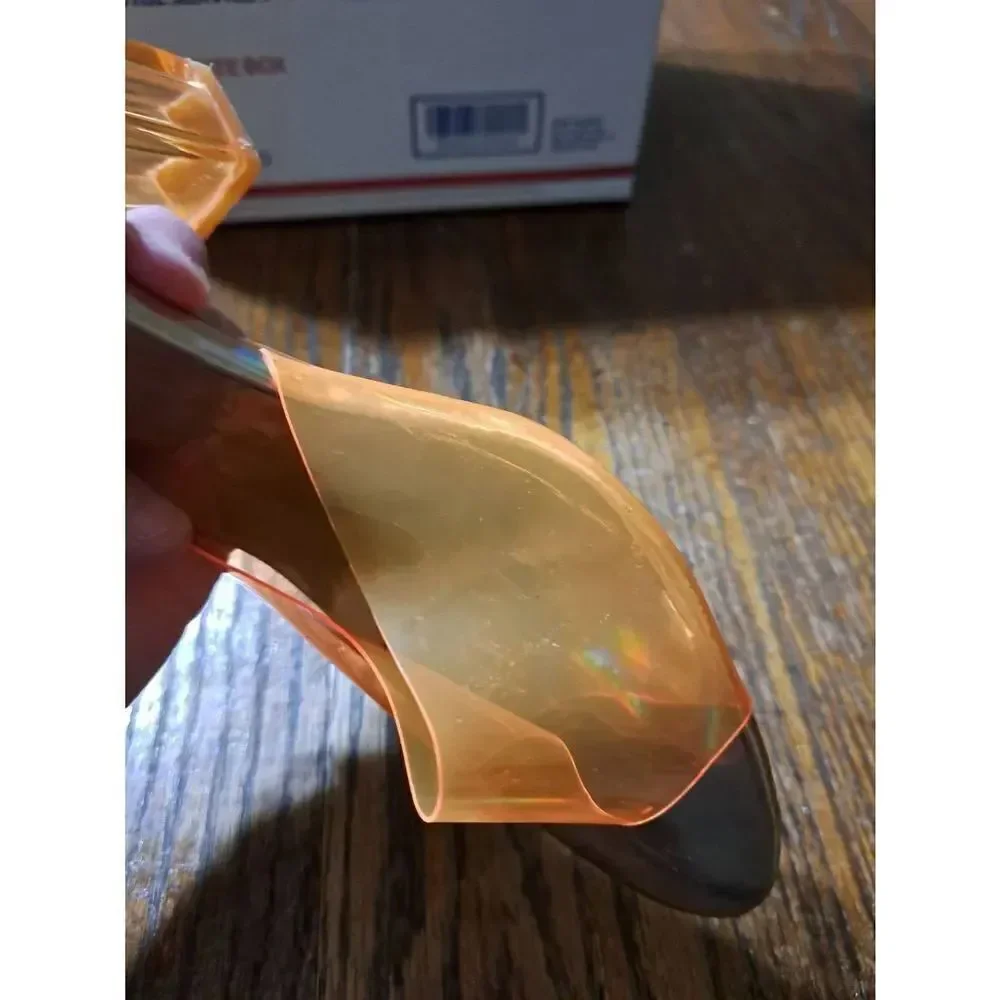 9 Mackin J Orange Transparent Open Toe Acrylic Slip On Chunky High Heel Shoes